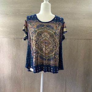 Lucky Brand Blue Mandala Tee Shirt